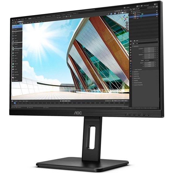 Monitor AOC 24P2Q, 23.8'' FHD, IPS, 75Hz 4ms, HDMI, DP, USB, VGA, DVI-D, Pivot, Zvučnici, Crni