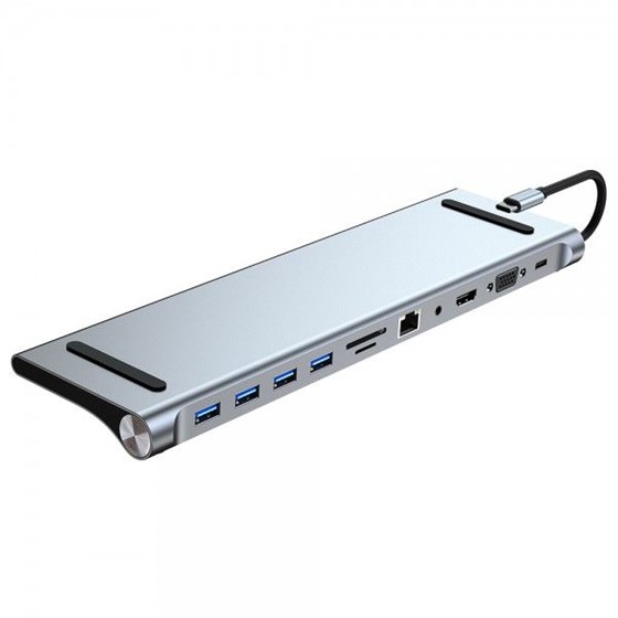 Port Replicator Moye Connect Multiport X11 series PowerDelivery 87W, 1x USB-Type C, 1x USB 3.0, 3x USB 2.0, 1x RJ45, 1x HDMI, 1x VGA, 1x 3.5mm, SD/TF reader P/N: 8605042604029