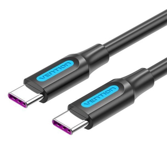 Vention USB 2.0 C Male to Male 5A Cable 2m, Black - Rated Current 5A (PD 100W)