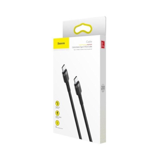 Kabel USB C - USB C 2m braided 60W 3A QC 3.0 Baseus crni P/N: CATKLF-HG1