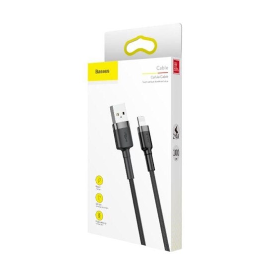 Kabel USB A - Lightning 1m Braided, Baseus 2.4A crni, CALKLF-BG1