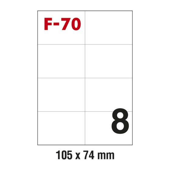 Etikete laser 105x74mm A4/8 100/1 F-70 (ČIŠĆENJE ZALIHA) P/N: 004A2P