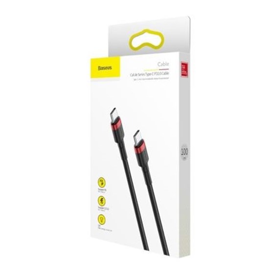 Kabel USB C - USB C 1m, Baseus Calufe Braided, PD 2.0 QC 3.0, 60W, crno crveni, CATKLF-G91