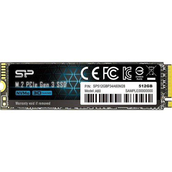 SSD 512GB Silicon Power A60, M.2 NVMe, PCIe Gen3x4, 2200/1600 MB/s, SP512GBP34A60M28