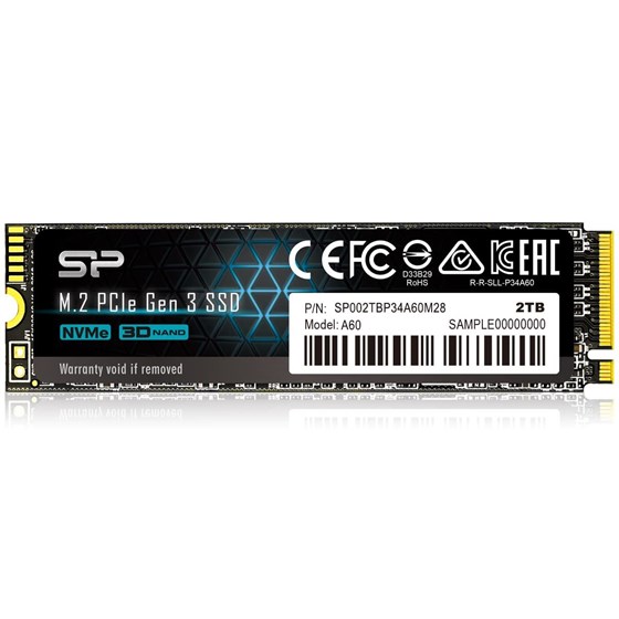 SSD 2TB Silicon Power A60, M.2 NVMe, PCIe Gen3x4, 2200/1600 MB/s, SP002TBP34A60M28