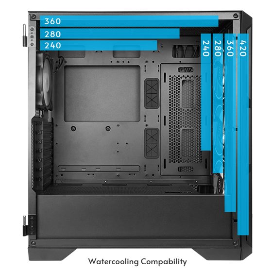 Kućište Chieftec Apex, E-ATX, Bez napajanja, Kaljeno staklo, RGB, Crna, GA-01B-TG-OP