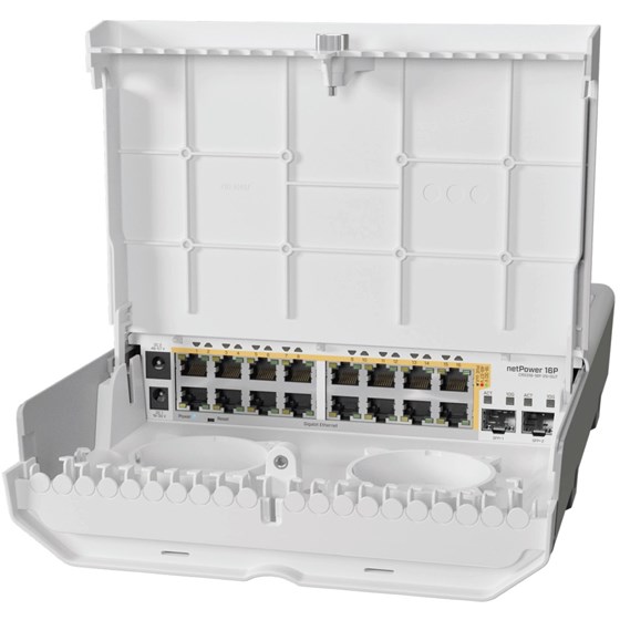 MikroTik Cloud Router Switch CRS318-16P-2S+OUT, netPower 16P, 256MB RAM, 16×G-LAN PoE-out, 2×SFP+, RouterOS L5/SwitchOS