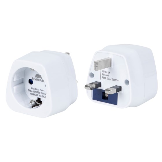 Adapter strujni Rivacase PS4401 EU na UK, bijeli 
