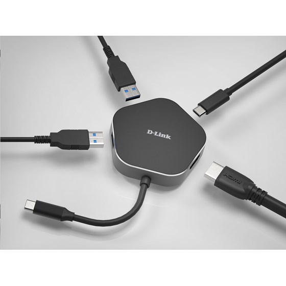 D-Link HUB USB-C 4-u-1 2×USB3.0, 1×HDMI, 1×USB-C PD 60W P/N: DUB-M420 