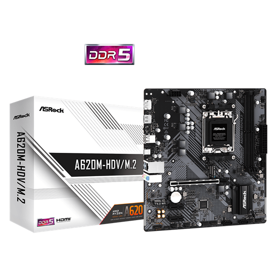 Matična ploča ASRock A620M-HDV/M.2, AMD A620, Socket AM5, mATX, DDR5 