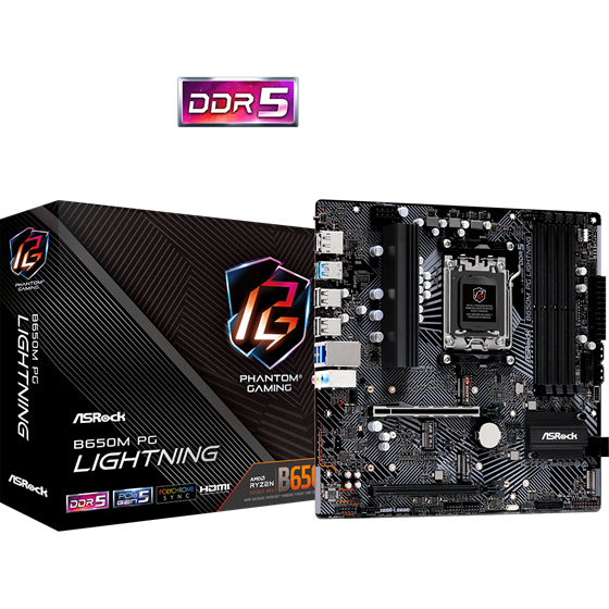 Matična ploča ASRock B650M PG LIGHTNING, B650, AM5, mATX, DDR5
