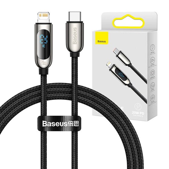 Kabel USB C - Lightning Baseus Display Braided PD 20W, 1m, crni, CATLSK-01