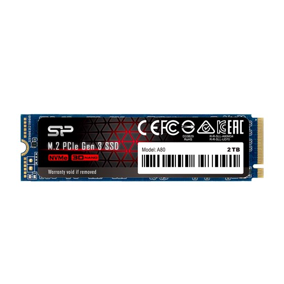 SSD 2TB Silicon Power A80, M.2 NVMe, PCIe Gen3x4, 3400/3000 MB/s, SP002TBP34A80M28