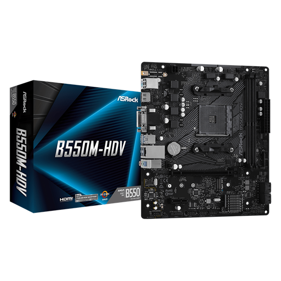 Matična ploča ASRock, B550M-HDV, AMD B550, Socket AM4, mATX, DDR4