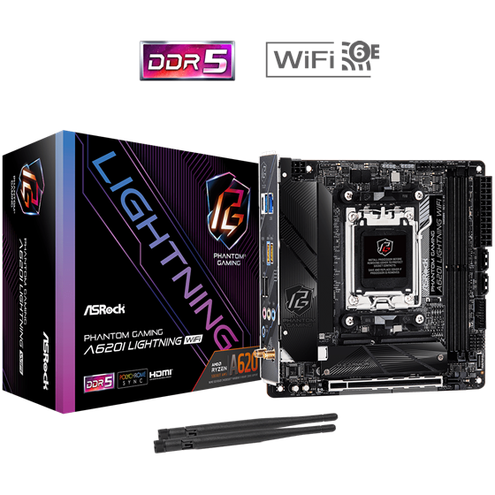 Matična ploča ASRock A620I LIGHTNING WIFI, AMD A620, Socket AM5, ITX, DDR5 