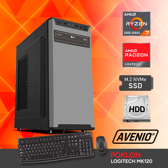 Avenio ProMedia AMD Ryzen 7 5700G 4.60GHz 16GB 500GB NVMe SSD + 1TB HDD SATA W11P AMD Radeon Graphics + Tipkovnica i miš P/N: 02242720