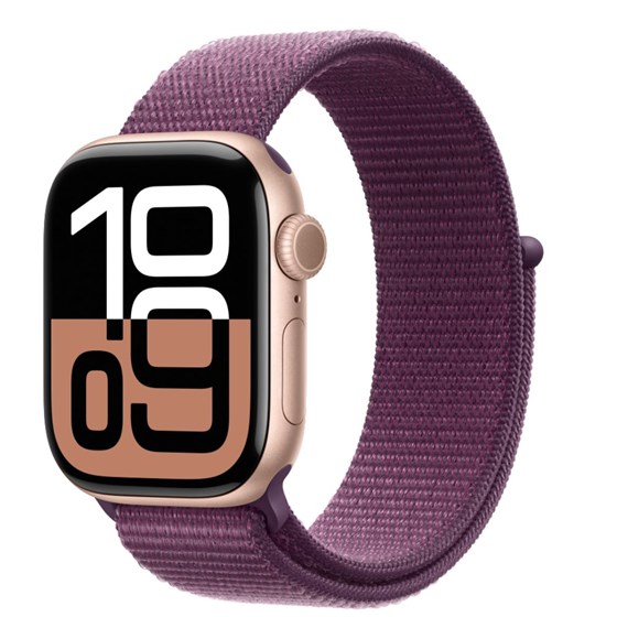 Apple Watch S10 GPS 42mm Rose Gold Alu Case with Plum Sport Loop