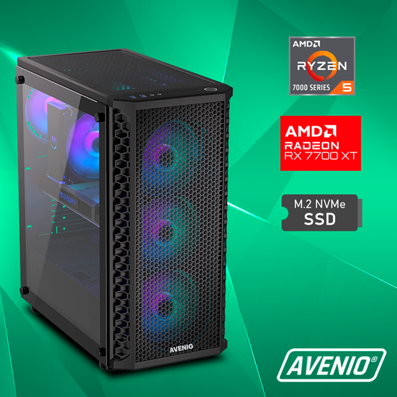 Avenio Vector AMD Ryzen 5 7500F 5.00GHz 32GB 1TB SSD WiFi Bluetooth W11P AMD Radeon RX 7700 XT 12GB GDDR6  P/N: 02242899