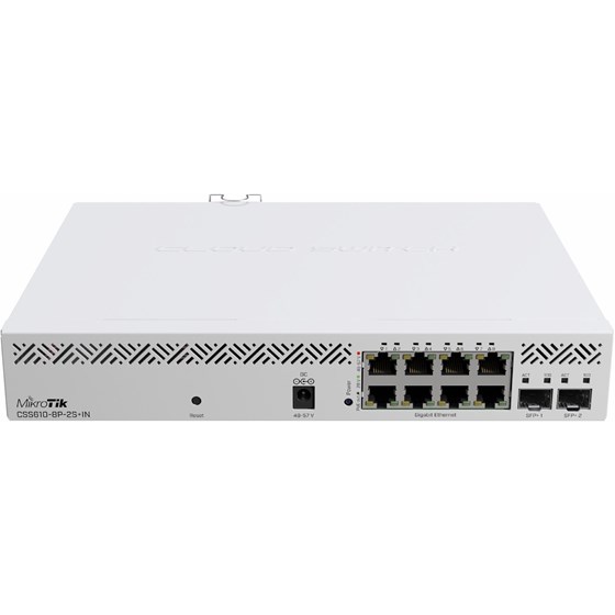Mikrotik Cloud Smart Switch CSS610-8P-2S+IN, 8×G-LAN PoE-out, 802.3af/at, 2×SFP+ 10G, SwOS, desktop kučište, PSU