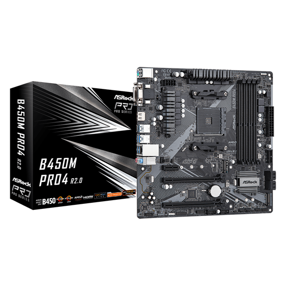 Matična ploča ASRock B450M PRO4 R2.0, AMD B450, Socket AM4 , mATX, DDR4