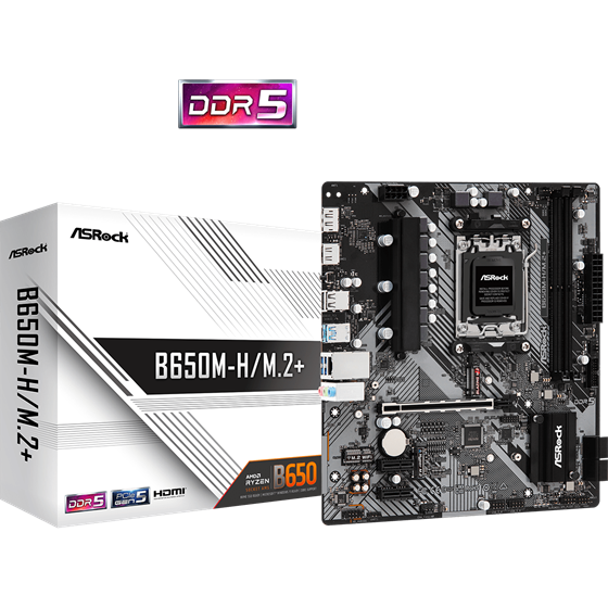 Matična ploča ASRock B650M-H/M.2+, AMD B650, Socket AM5, mATX, DDR5