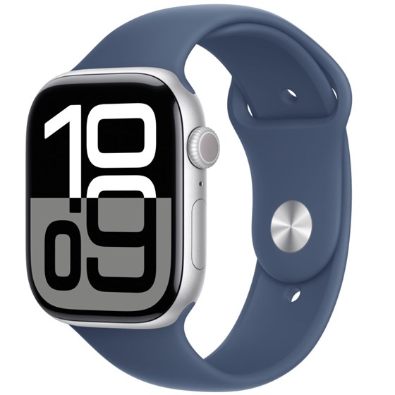 Apple Watch S10 GPS 46mm Silver Alu Case with Denim Sport Band - M/L