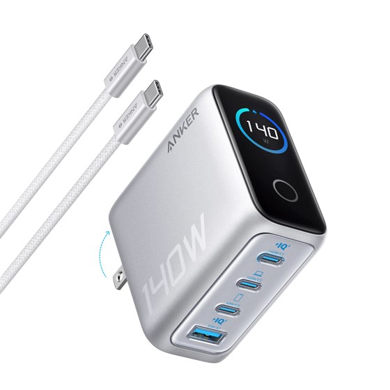 Anker Laptop punjač 140W, 4-Port, PD 3.1) sa USB-C kablom, srebrni