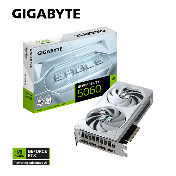 Grafička kartica Gigabyte, nVidia GeForce RTX 5060 EAGLE OC ICE 8G, 8GB GDDR7, 1x HDMI, 3x DisplayPort