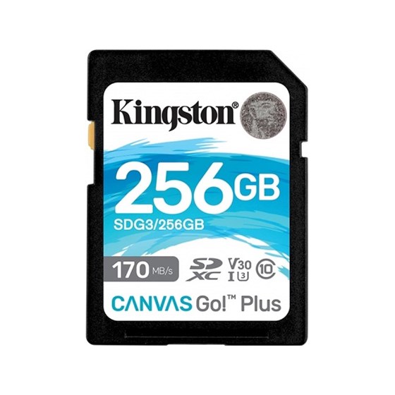Kingston 256GB SDXC Canvas Go Plus 170R C10 UHS-I U3 V30 EAN: 740617301519